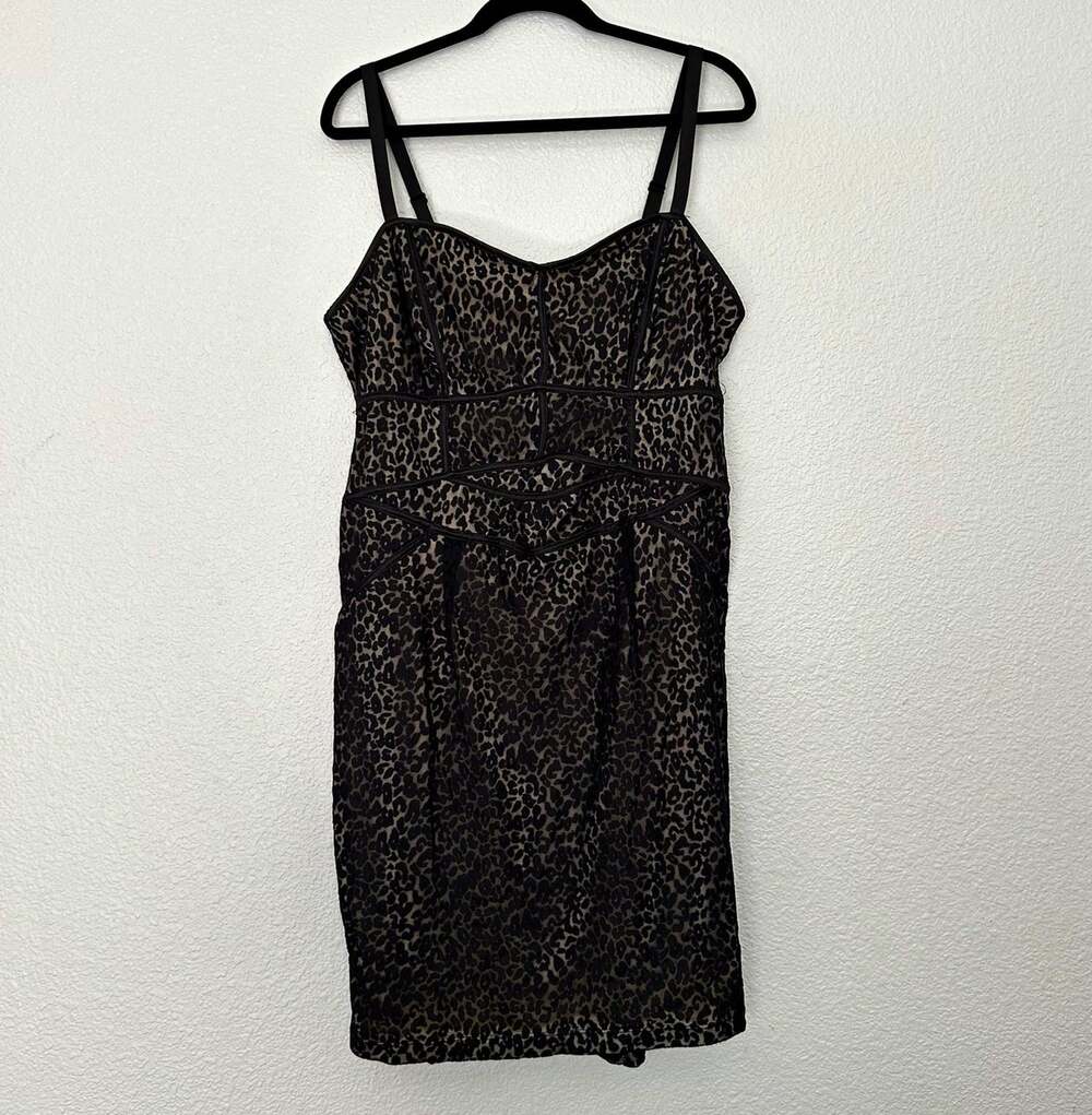 Torrid Womens Leopard Print Sheath Dress Size 0 Black Strappy V Neck Bodycon